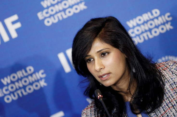 Gita Gopinath, Economic Counsellor and Director of the Research Department at the International Monetary Fund (IMF) speaks during a news conference in Santiago, Chile,  July 23, 2019. 