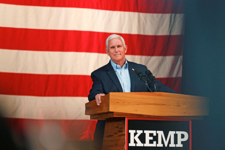 Former U.S. Vice President Mike Pence speaks in support at a rally for Georgia Governor Brian Kemp, ahead of the state's Republican primary, in Kennesaw, Georgia, U.S. May 23, 2022.
