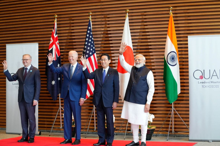 Prime Minister of Australia Anthony Albanese,Â U.S. President Joe Biden, Prime Minister of Japan Fumio Kishida,Â Prime Minister of India Narendra Modi,Â pose for photos at the entrance hall of the Prime Ministerâs Office of Japan in Tokyo, Japan, May 24