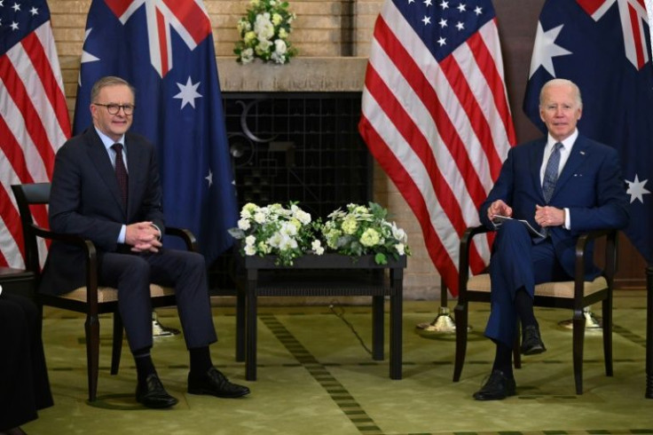 Australia's newly elected Prime Minister Anthony Albanese (L) met US President Joe Biden on the sidelines of the Quad summit