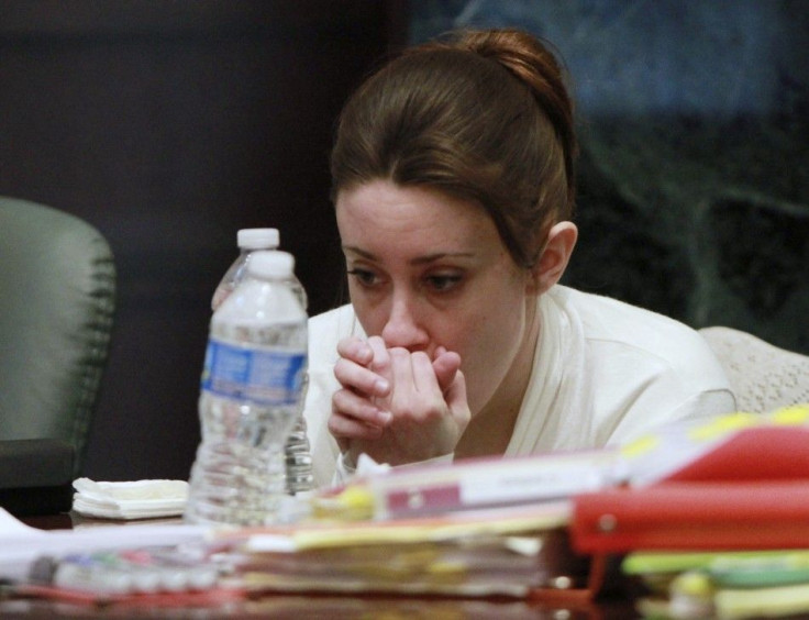Casey Anthony sits during a break during her murder trial at the Orange County Courthouse in Orlando