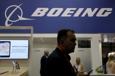 A Boeing logo is pictured during the European Business Aviation Convention & Exhibition (EBACE) in Geneva, Switzerland, May 23, 2022. 