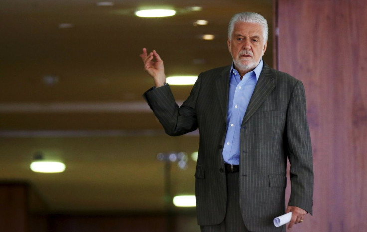 Brazil's Presidential Chief of Staff Jaques Wagner gestures before the meeting "Women in Defense of Democracy" at the Planalto Palace in Brasilia, Brazil, April 7, 2016.