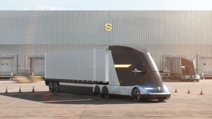 An artist's rendering shows a Solo AVT's SD1 battery-electric, long-haul truck, in this undated handout image.    Courtesy of Solo AVT/Handout via REUTERS    