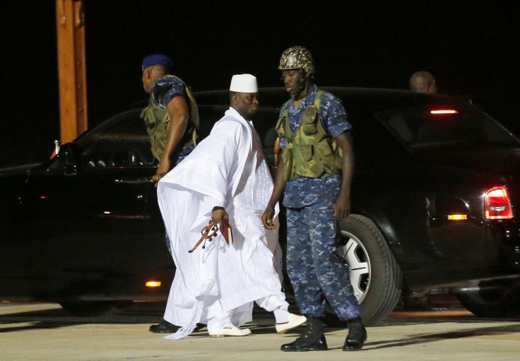 Former Gambian President Yahya Jammeh arrives at the airport before flying into exile from Gambia, January 21, 2017.