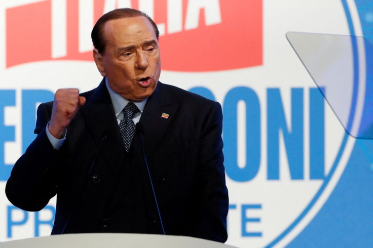 Former Italian Prime Minister and leader of the Forza Italia (Go Italy!) party Silvio Berlusconi attends a rally in Rome, Italy, April 9, 2022. 