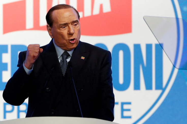 Former Italian Prime Minister and leader of the Forza Italia (Go Italy!) party Silvio Berlusconi attends a rally in Rome, Italy, April 9, 2022.
