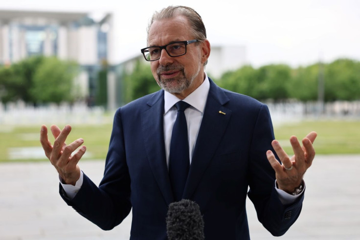 Director General of the European Space Agency (ESA) Josef Aschbacher gestures as he talks during an interview with Reuters in Berlin, Germany, June 24, 2021. 