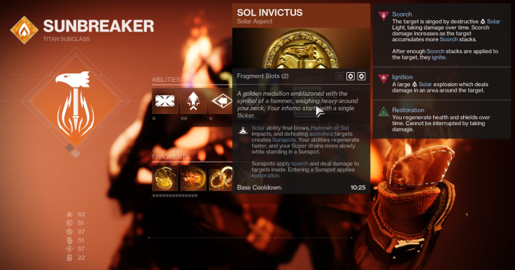 The reworked Sunbreaker tree for Titans in Destiny 2