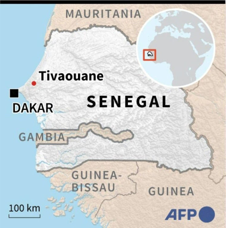 Map of Senegal locating the city of Tivaouane, where 11 newborn babies died in a hospital fire on Wednesday.