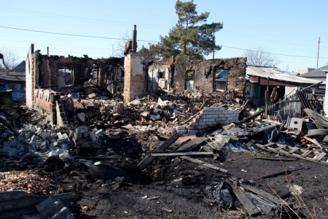 A view shows a residential house destroyed by shelling, amid Russia's invasion of Ukraine, in Derhachi, Ukraine March 21, 2022. 