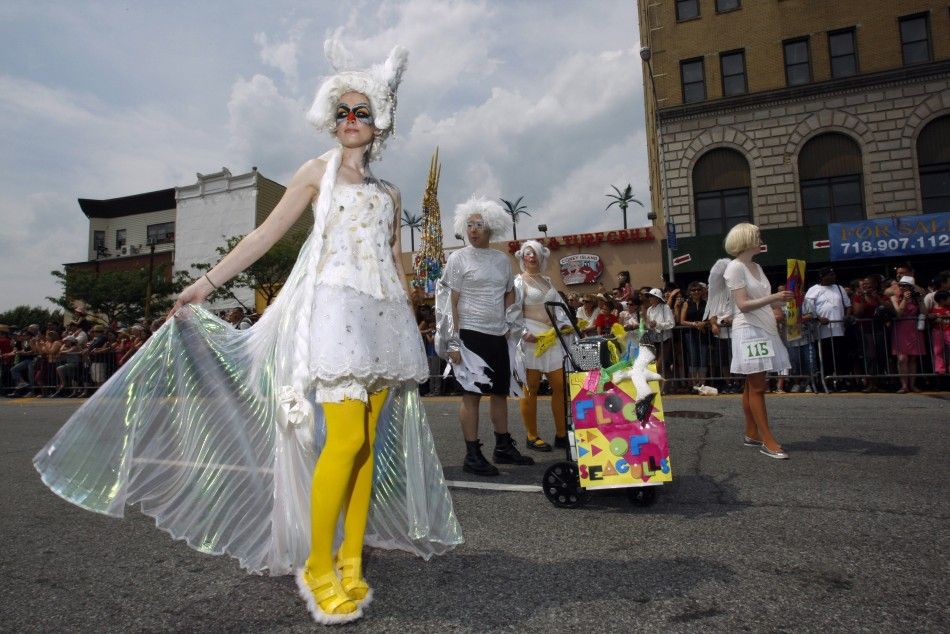 Nicole Smith marches during the Mermaid Parade at Coney Island in the Brooklyn section of New York