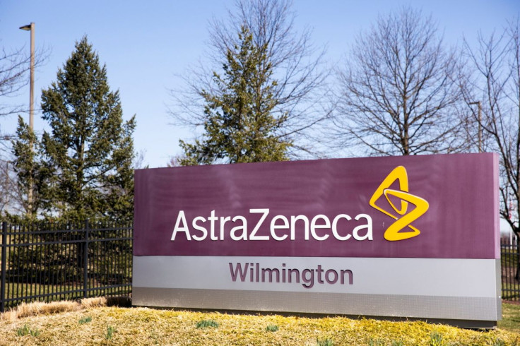 The logo for AstraZeneca is seen outside its North America headquarters in Wilmington, Delaware, U.S., March 22, 2021.  