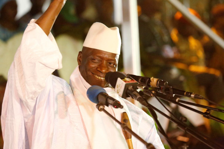 Gambia's President Yahya Jammeh, who is also a presidential candidate for the Alliance for Patriotic Re-orientation and Construction (APRC), smiles during a rally in Banjul, Gambia, November 29, 2016.