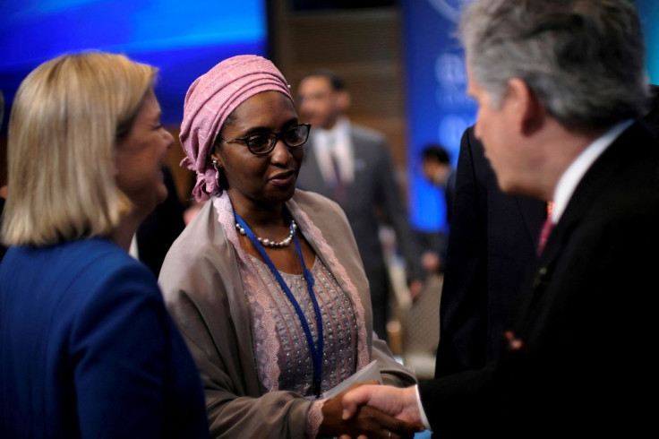 Nigerian Finance Minister Zainab Ahmed attends the IMF and World Bank's 2019 Annual Spring Meetings, in Washington, U.S. April 13, 2019. 