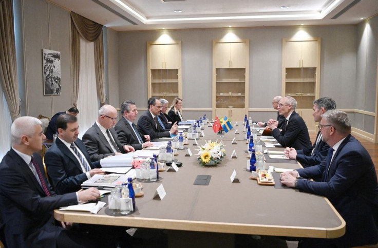 Ibrahim Kalin, Turkish President Tayyip Erdogan's spokesman and chief foreign policy adviser, meets with Swedish delegation, amid Russia's invasion of Ukraine, in Ankara, Turkey May 25, 2022. Presidential Press Office/Handout via REUTERS 