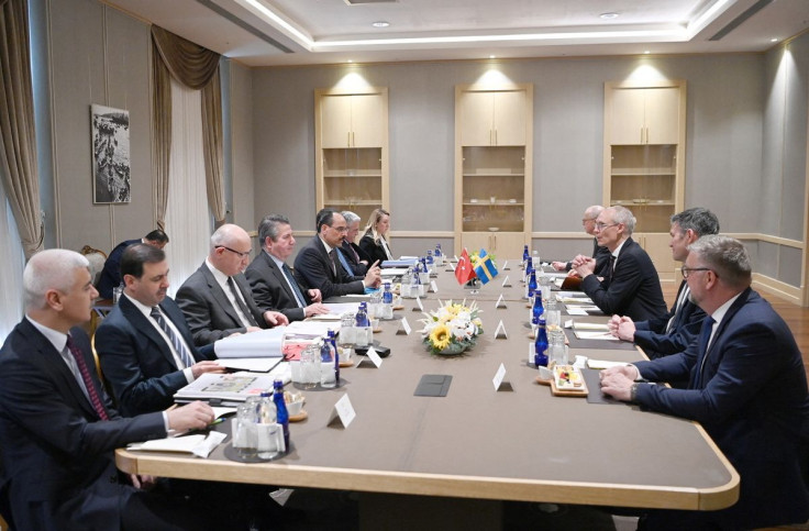 Ibrahim Kalin, Turkish President Tayyip Erdogan's spokesman and chief foreign policy adviser, meets with Swedish delegation, amid Russia's invasion of Ukraine, in Ankara, Turkey May 25, 2022. Presidential Press Office/Handout via REUTERS