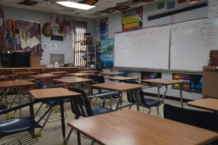 An empty classroom at the Utopia Independent School on May 26, 2022 in Utopia, Texas
