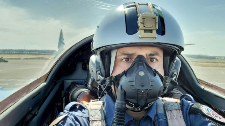 The Turkish president's son-in-law Selcuk Bayraktar flew over Baku aboard an Azerbaijani air force Mikoyan MiG-29 plane