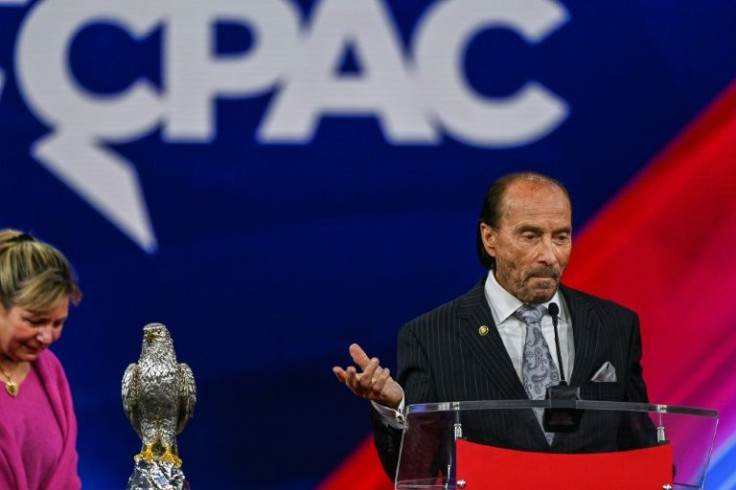 Country musician Lee Greenwood addressing the Conservative Political Action Conference 2022 in Orlando, Florida on February 27, 2022