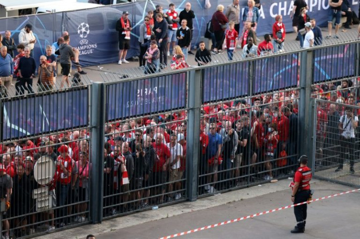 Liverpool fans outside the Stade de France unable to gain access in time for kick-off