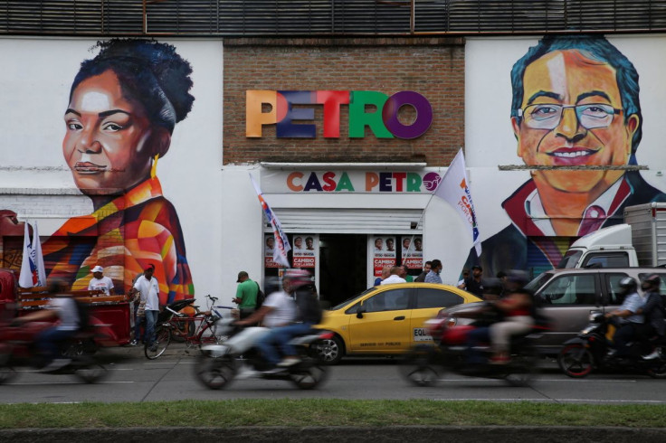 A wall with an image of Colombian left-wing vice-presidential candidate Francia Marquez and Colombian left-wing presidential candidate Gustavo Petro is pictured one day before the first round of the presidential election, in Cali, Colombia May 28, 2022. 