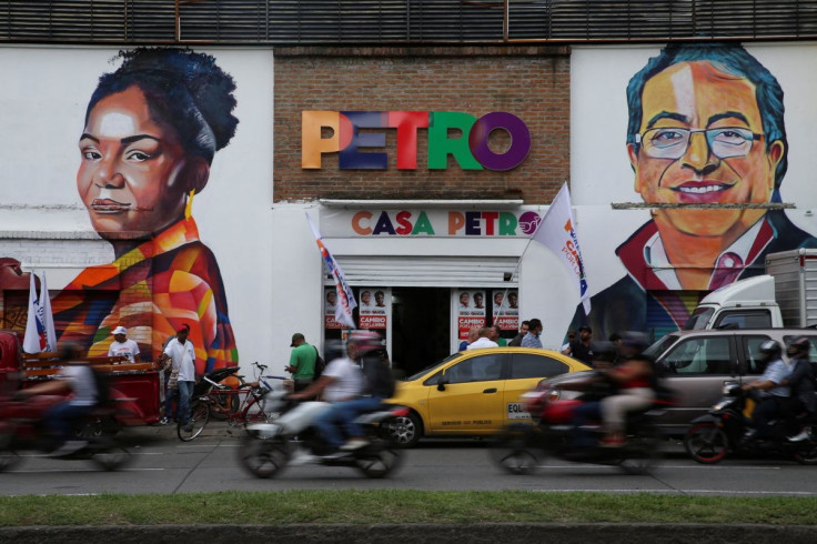 A wall with an image of Colombian left-wing vice-presidential candidate Francia Marquez and Colombian left-wing presidential candidate Gustavo Petro is pictured one day before the first round of the presidential election, in Cali, Colombia May 28, 2022.