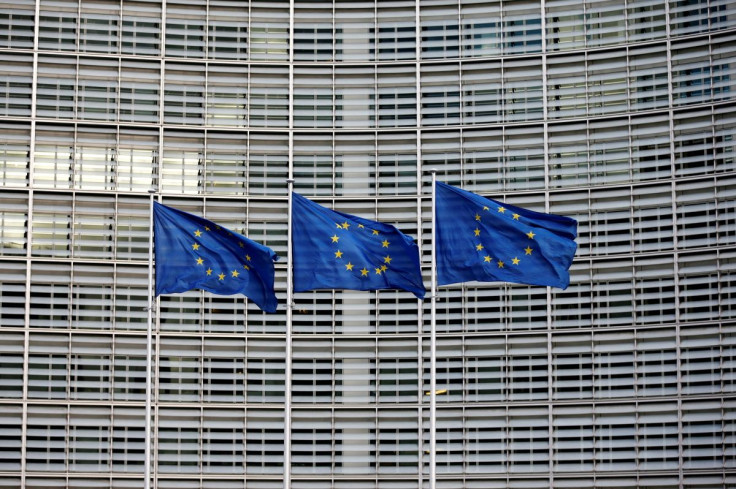 European Union flags flutter outside the EU Commission headquarters in Brussels, Belgium, January 18, 2018.  