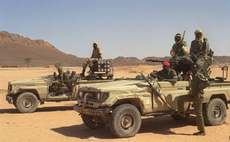 The remote Tibesti Mountains have a long and troubled history. Pictured: Troops on patrol in 1999 after an insurgency