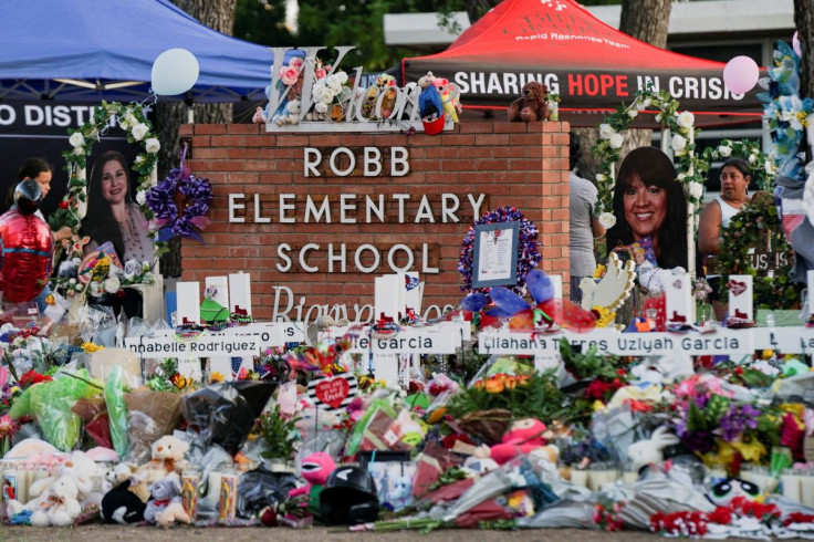 Flowers, toys, and other objects are seen at a memorial for the victims of the deadliest U.S. school shooting in nearly a decade resulting in the death of 19 children and two teachers at Robb Elementary School in Uvalde, Texas, U.S. May 29, 2022. 
