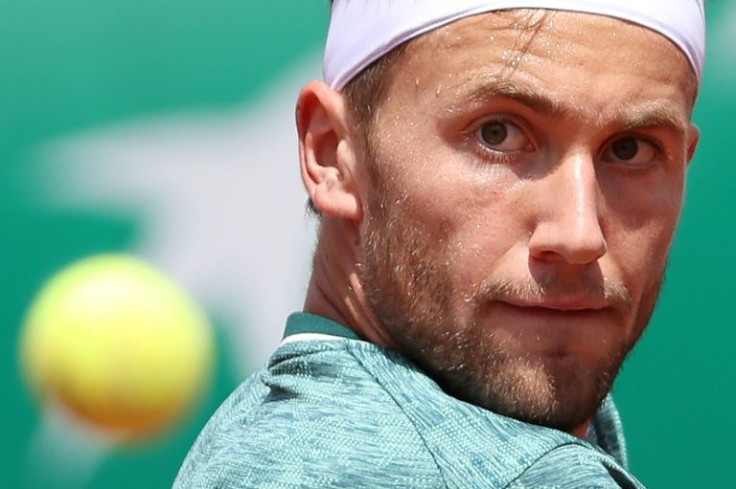 Eye on the ball: Casper Ruud hits the ball to Hubert Hurkacz