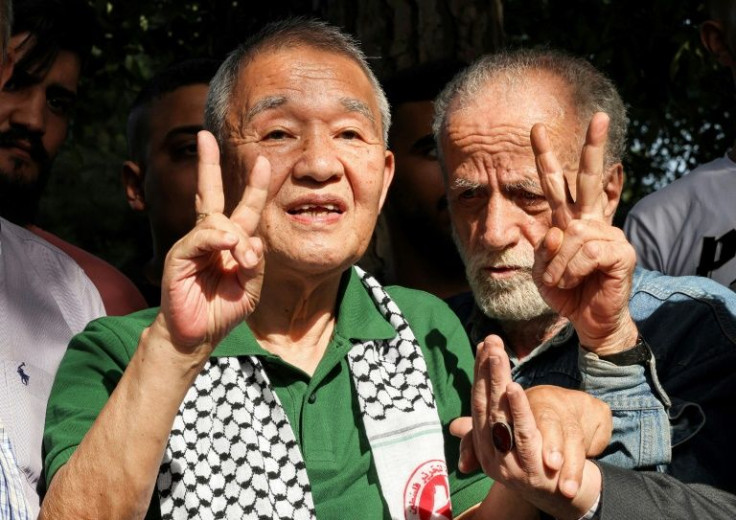 Kozo Okamoto (L) -- the only surviving member of the three-man Japanese Red Army commando that killed 26 people in Israel's Lod airport on May 30, 1972