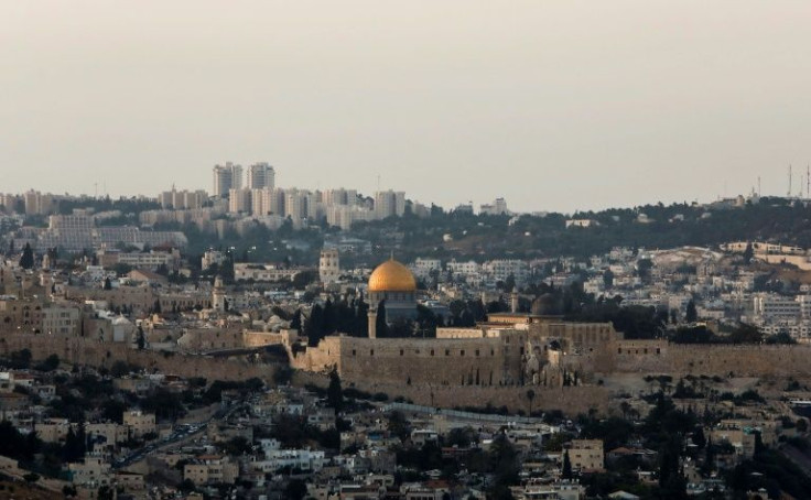 Jerusalem's Old City with the Golden Dome of the Rock seen in the centre of Al-Aqsa mosque compound, also known as the Haram al-Sharif or to Jews as the Temple Mount