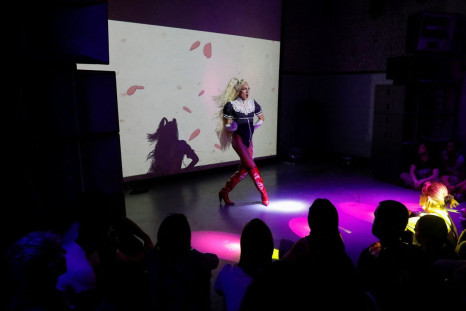 A drag queen performs during "The Queer Archive Festival" in Athens, Greece, May 12, 2022. 