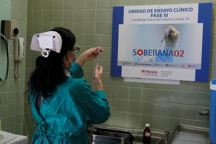 A nurse prepares a dose of the Soberana-02 COVID-19 vaccine for a volunteer as part of Phase III trials of the experimental Cuban vaccine candidate, amid concerns about the spread of the coronavirus disease (COVID-19), in Havana, Cuba, March 31, 2021. Jor