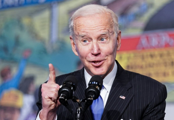 U.S. President Joe Biden addresses the North Americaâs Building Trades Unions (NABTU) Legislative Conference in Washington, U.S., Aprl 6, 2022.
