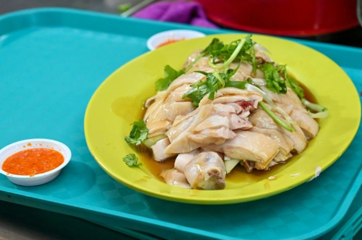 The hugely popular poached chicken, rice and chili dip dish is often sold at the Singapore's ubiquitous open-air food courts.Â 