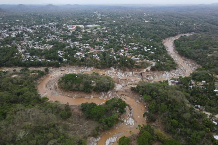 An aerial view of damage caused by Hurricane Agatha in Mexico's southern state of Oaxaca
