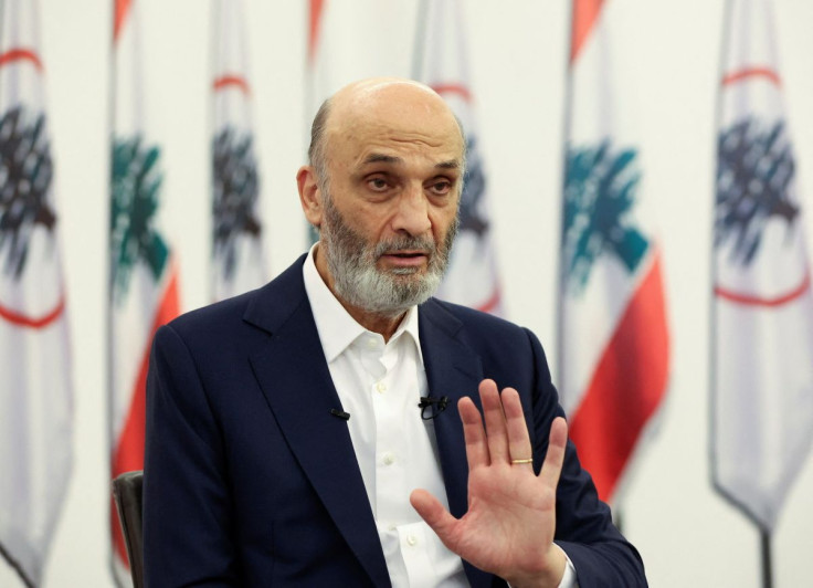 Samir Geagea, the head of the Christian Lebanese Forces party, speaks during an interview with Reuters at his residence in Maarab, Lebanon June 1, 2022.