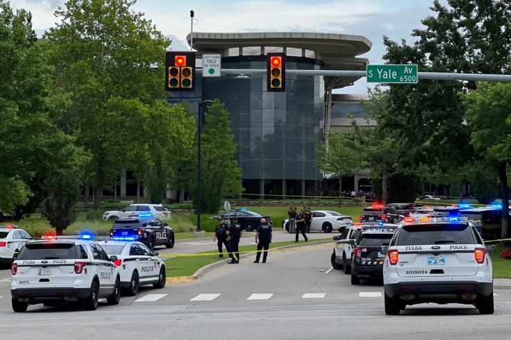 Emergency personnel work at the scene of a shooting at the Warren Clinic in Tulsa, Oklahoma, June 1, 2022.   