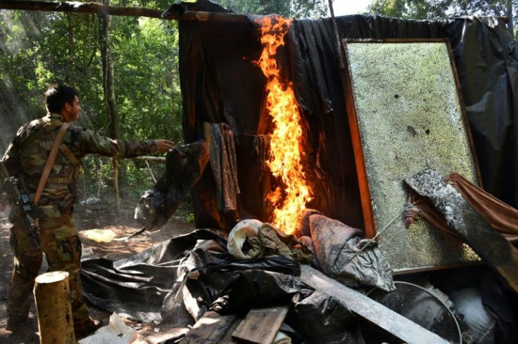 Paraguayan security forces destroy a drug factory in Pedro Juan Caballero in May 2022