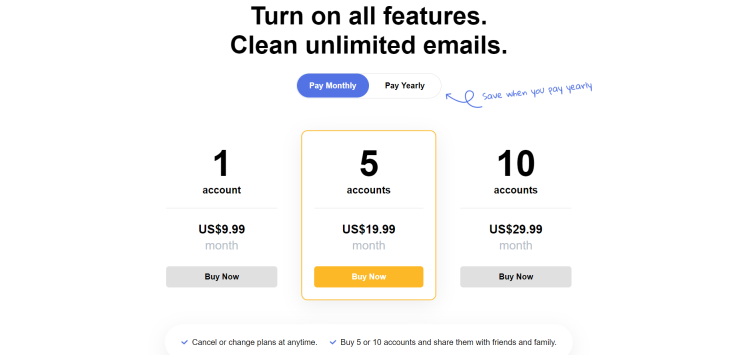 Clean Email Pricing