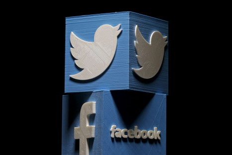 3D-printed Facebook and Twitter logos are seen in this picture illustration made in Zenica, Bosnia and Herzegovina on January 26, 2016.  