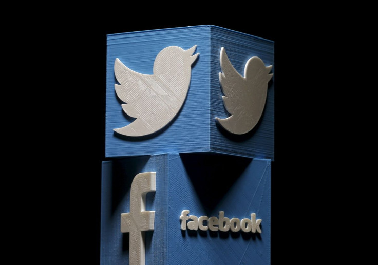 3D-printed Facebook and Twitter logos are seen in this picture illustration made in Zenica, Bosnia and Herzegovina on January 26, 2016.  