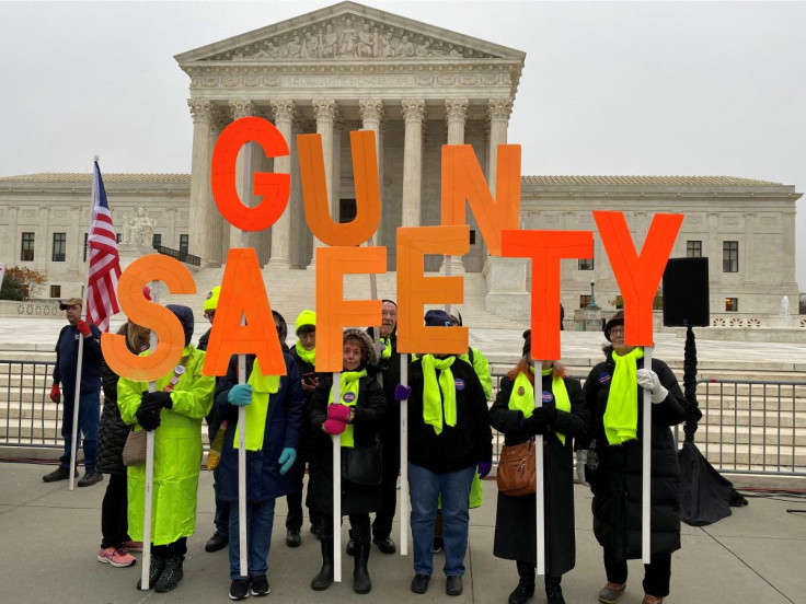 A group among hundreds of supporters of gun control laws rally in front of the US Supreme Court as the justices hear the first major gun rights case since 2010, in Washington, U.S. December 2, 2019. 