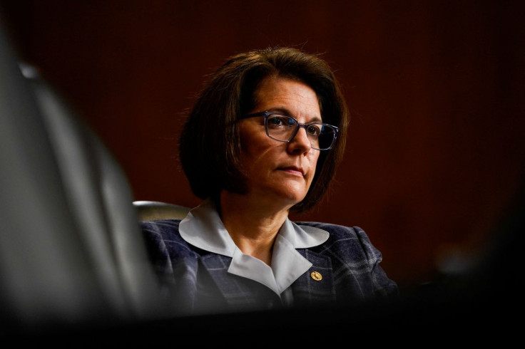 U.S. Senator Catherine Cortez Masto (D-NV) listens to witnesses testify during a Senate Energy and Natural Resources Committee nominations hearing on Capitol Hill in Washington, U.S., September 21, 2021. 