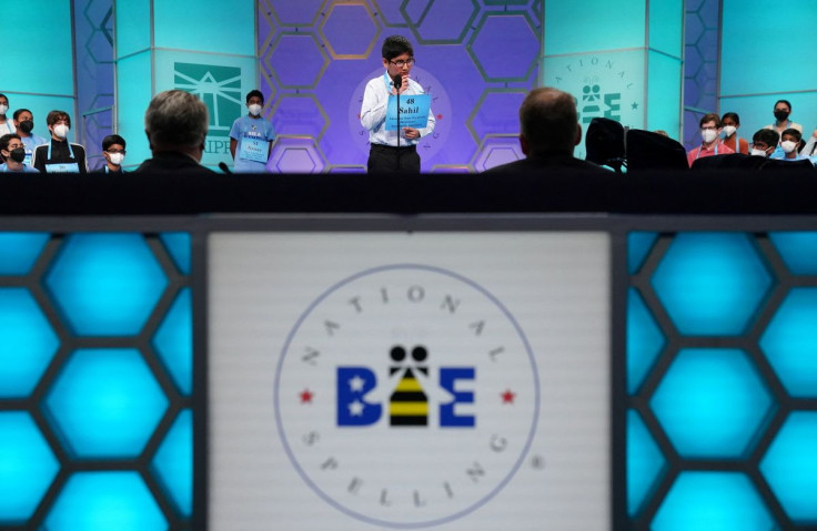Sahil Thorat,12, from Louisiana, takes his turn during the quarterfinal round of the annual Scripps National Spelling Bee held at National Harbor, Maryland, U.S., June 1, 2022. 