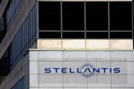 Stellantis logo is seen on the company's headquarters in Poissy near Paris, France, February 20, 2022. 