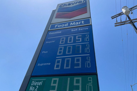 Gas prices over the $8.00 mark are advertised at a Chevron Station in Los Angeles, California, U.S., May 30, 2022. 