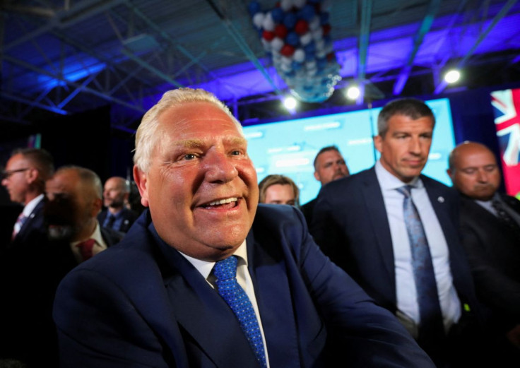 Ontario Premier Doug Ford attends his Ontario PC Party provincial election night watch party at the Toronto Congress Centre in Etobicoke, Ontario, Canada June 2, 2022.